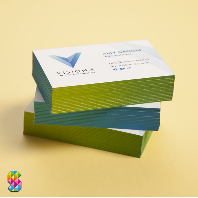luxury business cards with gradient painted edges